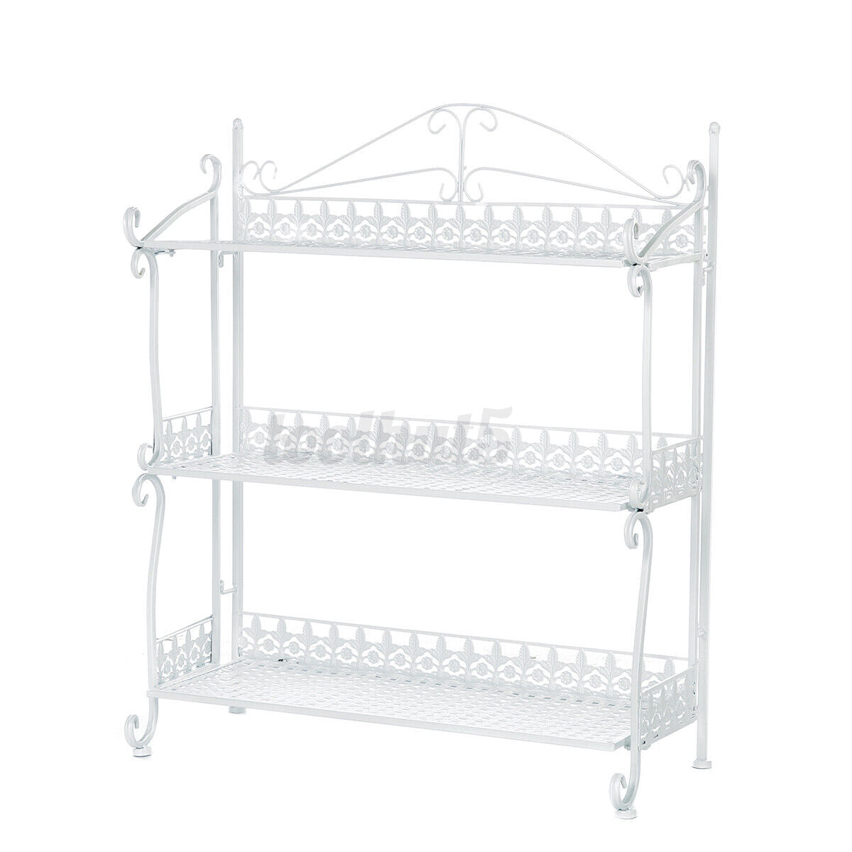 3 Tier White Foldable Metal Rack Storage Book Shelves Holder Kitchen Shelf RACK