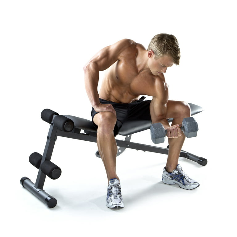 Weider XR 5.9 Adjustable Workout Bench with 4-Roll Leg Lockdown, 410 Lb. Weight Limit