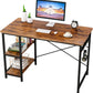 Writing Computer Desk 47", Home Office Study Desk with 2 Storage Shelves on Left or Right Side, Industrial Simple Style Wood Table Metal Frame for PC Laptop Notebook