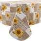 Vinyl Tablecloth Flannel Backed Stain-Resistant PVC Table Cloth Waterproof Oil-Proof Wipeable Indoor/Outdoor Picnic, BBQ and Dining Table Cover(60 X 84 Inch, Sunflower)