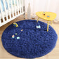 Super Soft round Rugs for Kids Room, Cute Fluffy Plush Shaggy Carpet 4X4 Feet for Girls Bedroom Dorm, Home Decor White for Bedroom, Non-Slip Modern Rugs for Living Room Light Navy