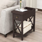 Flip Top End Table, Narrow Side Table Slim End Table with Drawer and Storage Shelf for Small Space, Living Room, Bedroom, Espresso