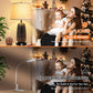 Touch Control Table Lamps Set of 2-3-Way Dimmable Ceramic Nightstand Lamps with 2 USB Ports, Modern Bedside Desk Light with Beige Drum Shade for Bedroom Living Room Reading, A19 LED Bulbs Included