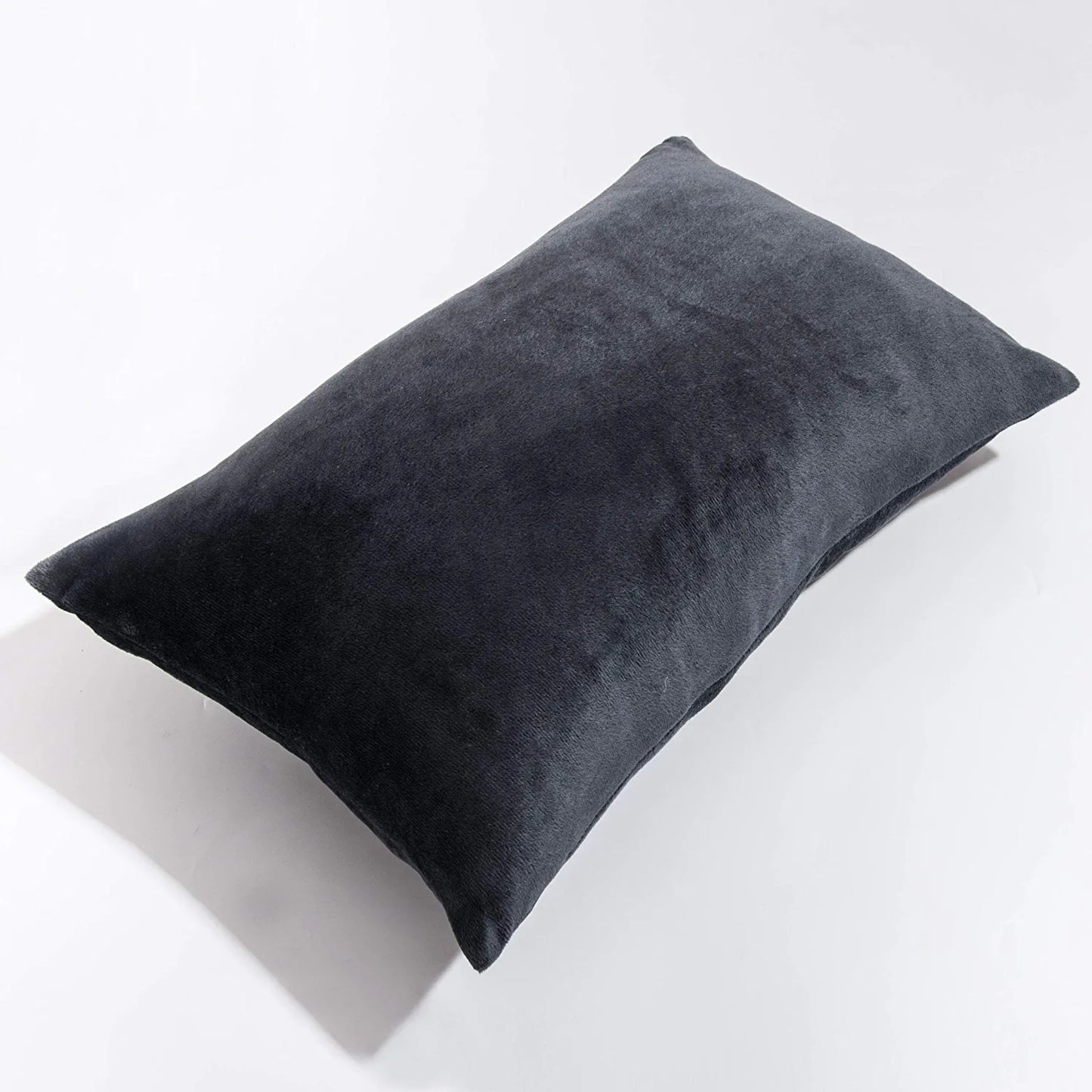 2 Pack Zippered Velvet Queen Pillowcases, Super Soft and Cozy Luxury Fuzzy Flannel Pillow Cases with Zipper, 20X30 Inches, Charcoal Grey