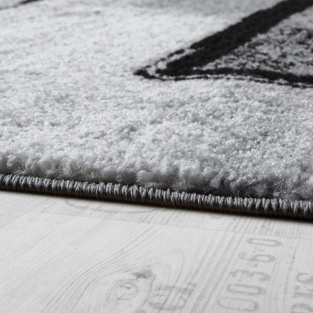Area Rug Modern Abstract Paint Effect in Black Grey for Living-Room, Size: 3'11" X 5'7"