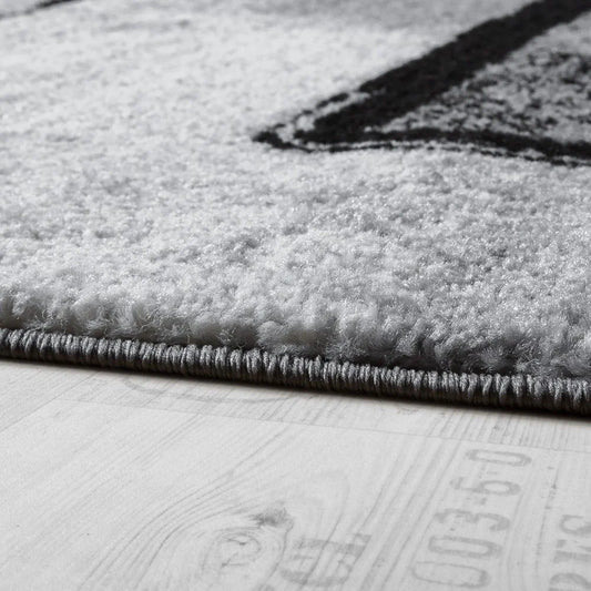 Area Rug Modern Abstract Paint Effect in Black Grey for Living-Room, Size: 3'11" X 5'7"