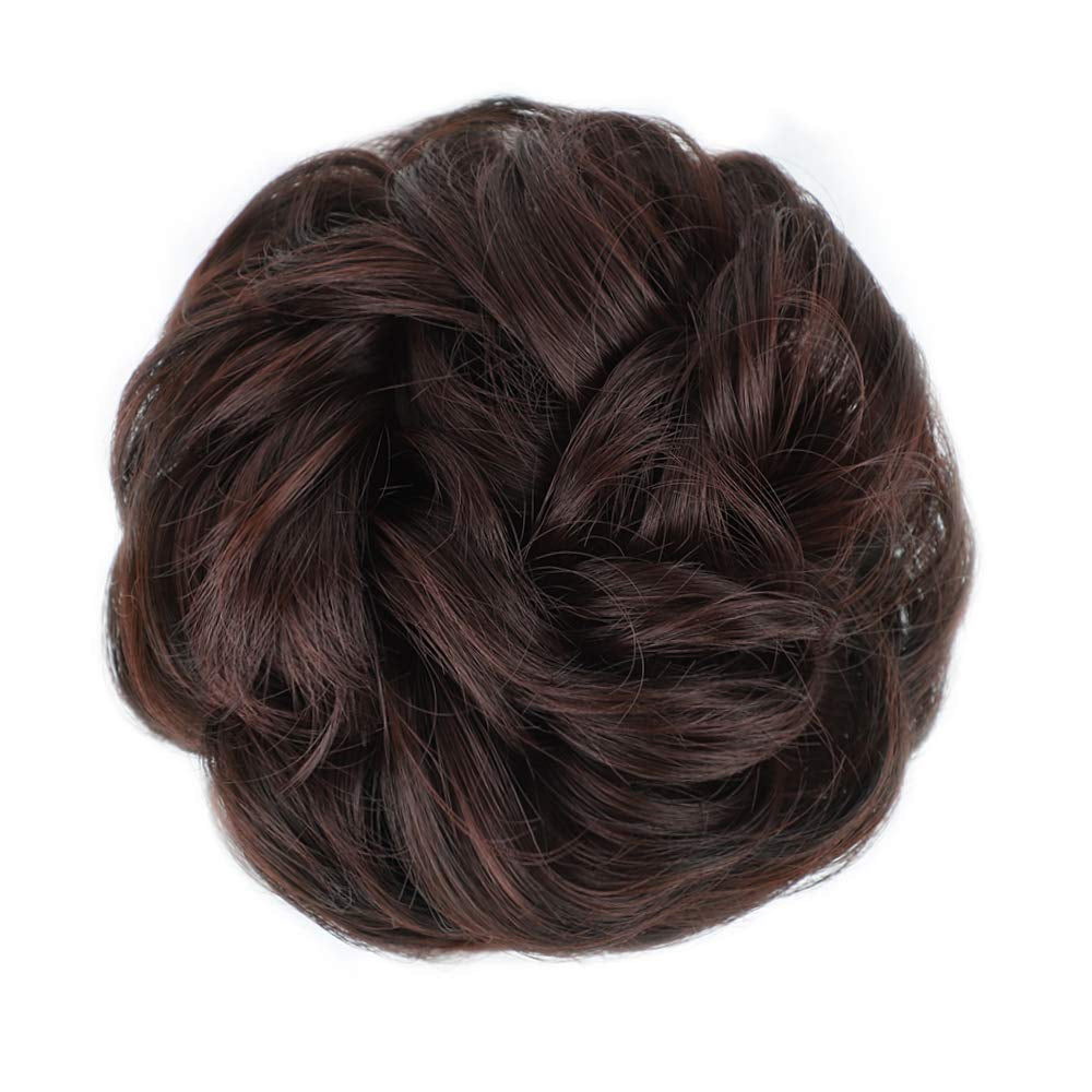 1PCS Messy Hair Bun Hair Scrunchies Extension Messy Synthetic Chignon for Women Updo Hairpiece (33#(Dark Auburn))