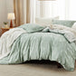 BEDSURE Queen Comforter Set - Sage Green Comforter Cute Floral Bedding Comforter Sets, 3 Pieces Reversible Flowers Botanical Soft Bed Set with 2 Pillow Shams