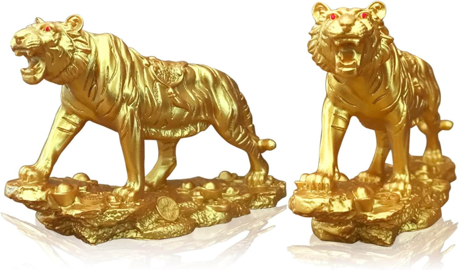 Chinese Feng Shui Resin Tiger Statue Sculpture Home Office Decoration Tabletop Decor Ornaments for Wealth and Success Good Lucky Gifts