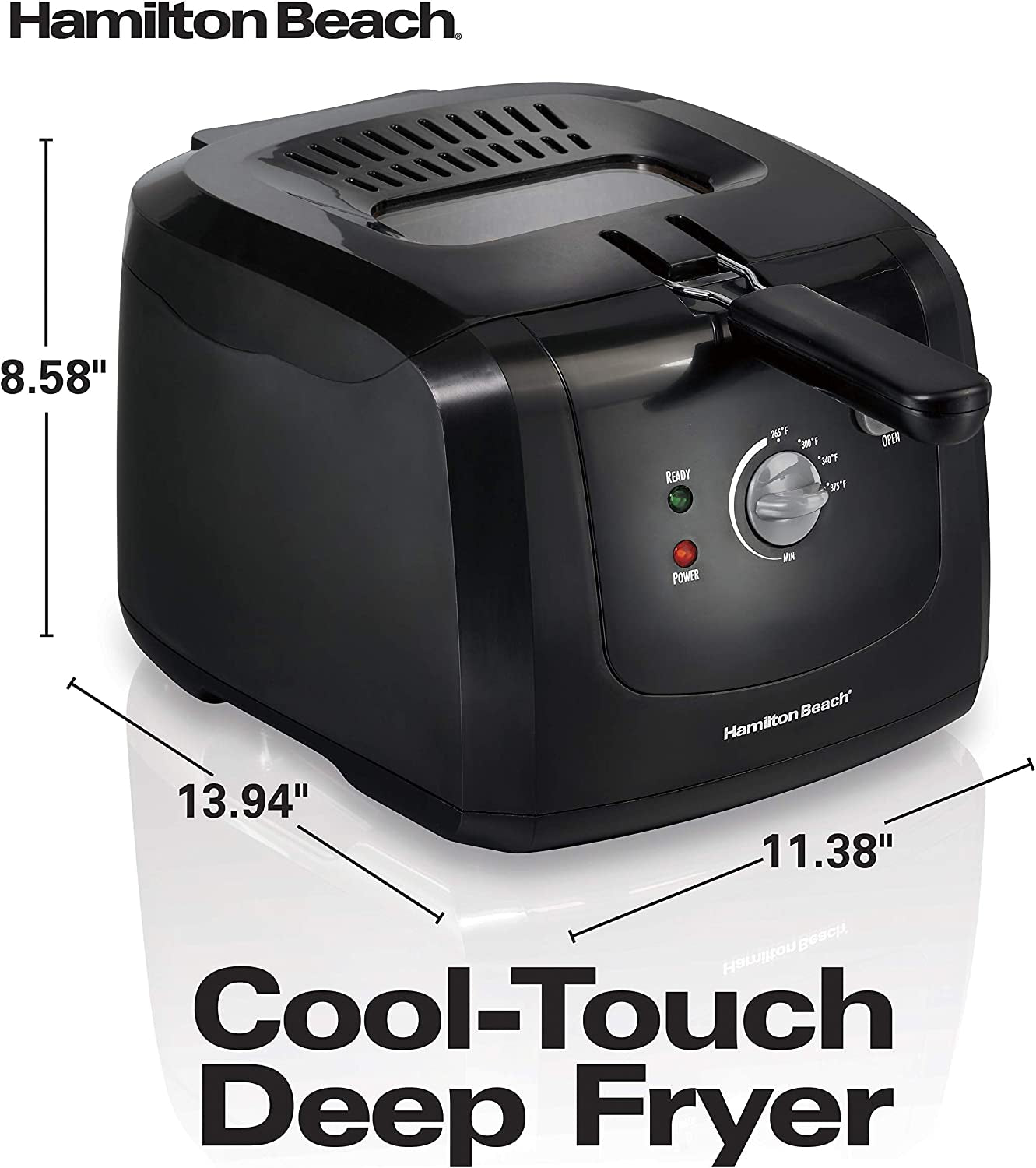 Electric Deep Fryer, Cool Touch Sides Easy to Clean Nonstick Basket, 8 Cups / 2 Liters Oil Capacity, Black