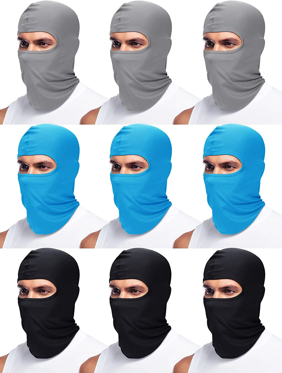 SATINIOR 9 Pcs Ski Mask for Men Full Face Helmet Mask Balaclava Winter Neck Gaiter Outdoor Cycling Windproof Hood