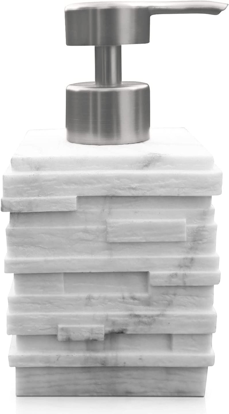 4-Piece Bathroom Accessories Set – Soap Dispenser, Toothbrush & Toothpaste Holder, Soap Dish and Tumbler – Elegant Design with Marble Effect – Durable and Sturdy Bathroom Set