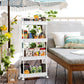 Slim Rolling Storage Cart 4 Tier Bathroom Organizer Mobile Shelving Unit Storage Rolling Utility Cart Tower Rack for Kitchen Bathroom Laundry Narrow Places, White