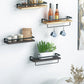 Floating Shelves, Bathroom Shelf with Towel Bar, Wall Shelves for Bathroom/Living Room/Kitchen/Bedroom, Light Brown Shelves Set of 2 - AMFS01
