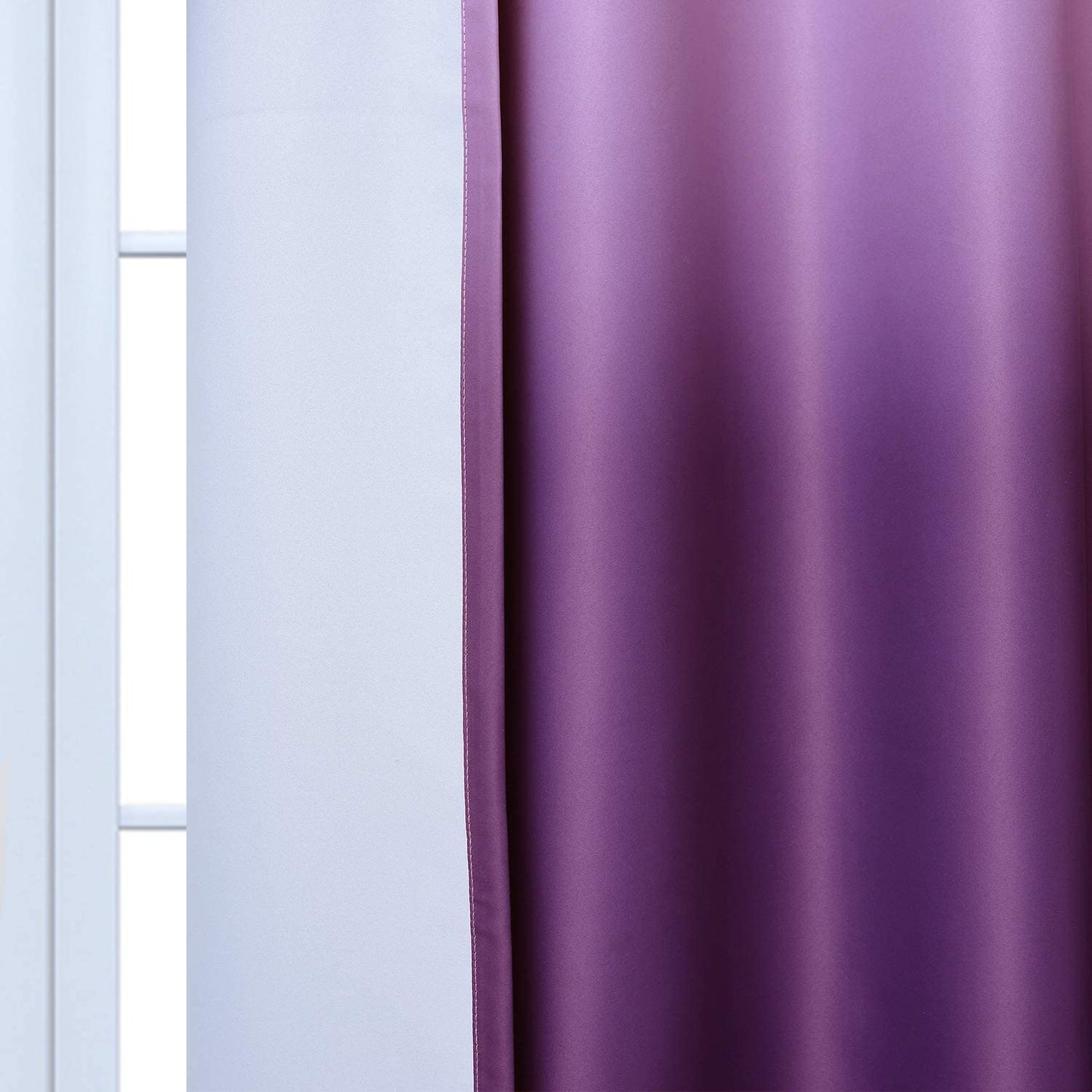 Light Blocking Gradient Color Curtains Purple Ombre Blackout Curtains Room Darkening Thermal Insulated Grommet Window Drapes for Living Room/Bedroom (Purple, 2 Panels, 52X84 Inch)