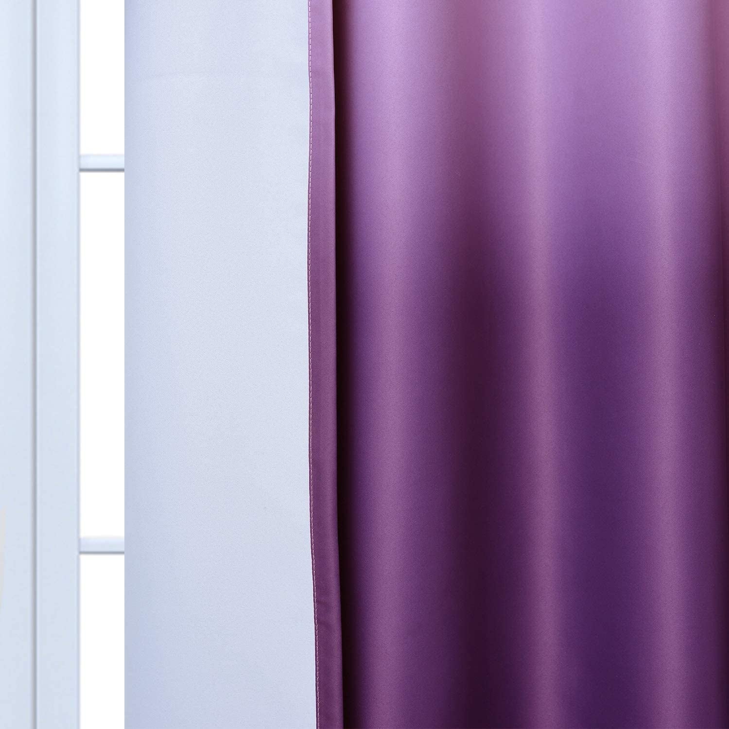 Light Blocking Gradient Color Curtains Purple Ombre Blackout Curtains Room Darkening Thermal Insulated Grommet Window Drapes for Living Room/Bedroom (Purple, 2 Panels, 52X84 Inch)