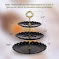 Black round Plate 3 Tiered Serving Stand Tray Cake Stands Cupcake Holder Dessert Stand Table Decorations for Party Kids Birthday Tea Party Baby Shower