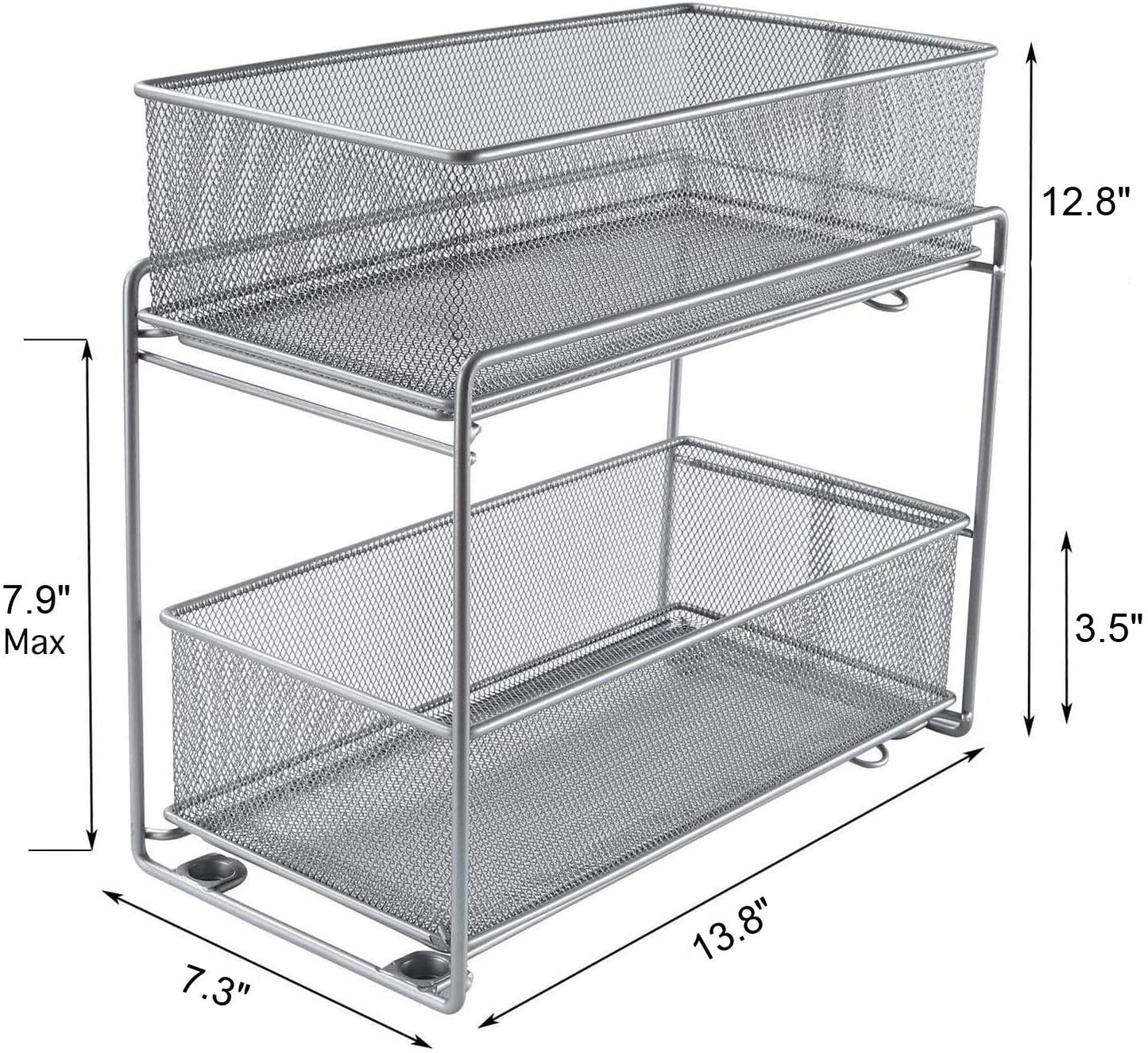 Stackable Cabinet Organizer Pull Out Drawer for Kitchen under Sink Storage,2 Tier