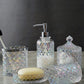 Set of 5 Glass Bathroom Accessories Set Include Soap Dispenser & Tumbler & Soap Dish & Toothbrush Holder & Apothecary Jar(Luxurious Crystal Sparkling Colored)