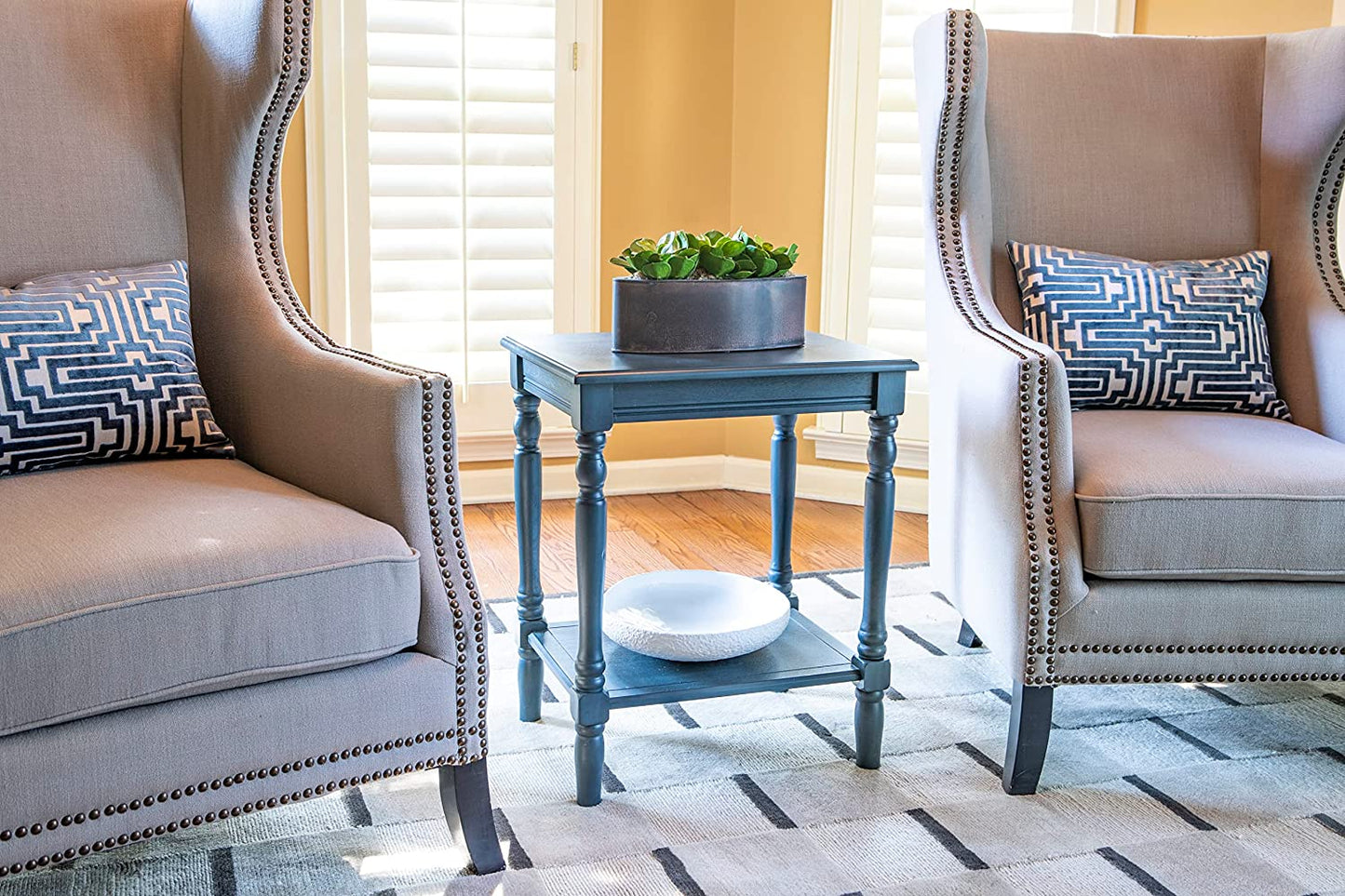 Simplify 24" End Side Table, 24 X 19.5 X 15.75, Antique Iced Blue