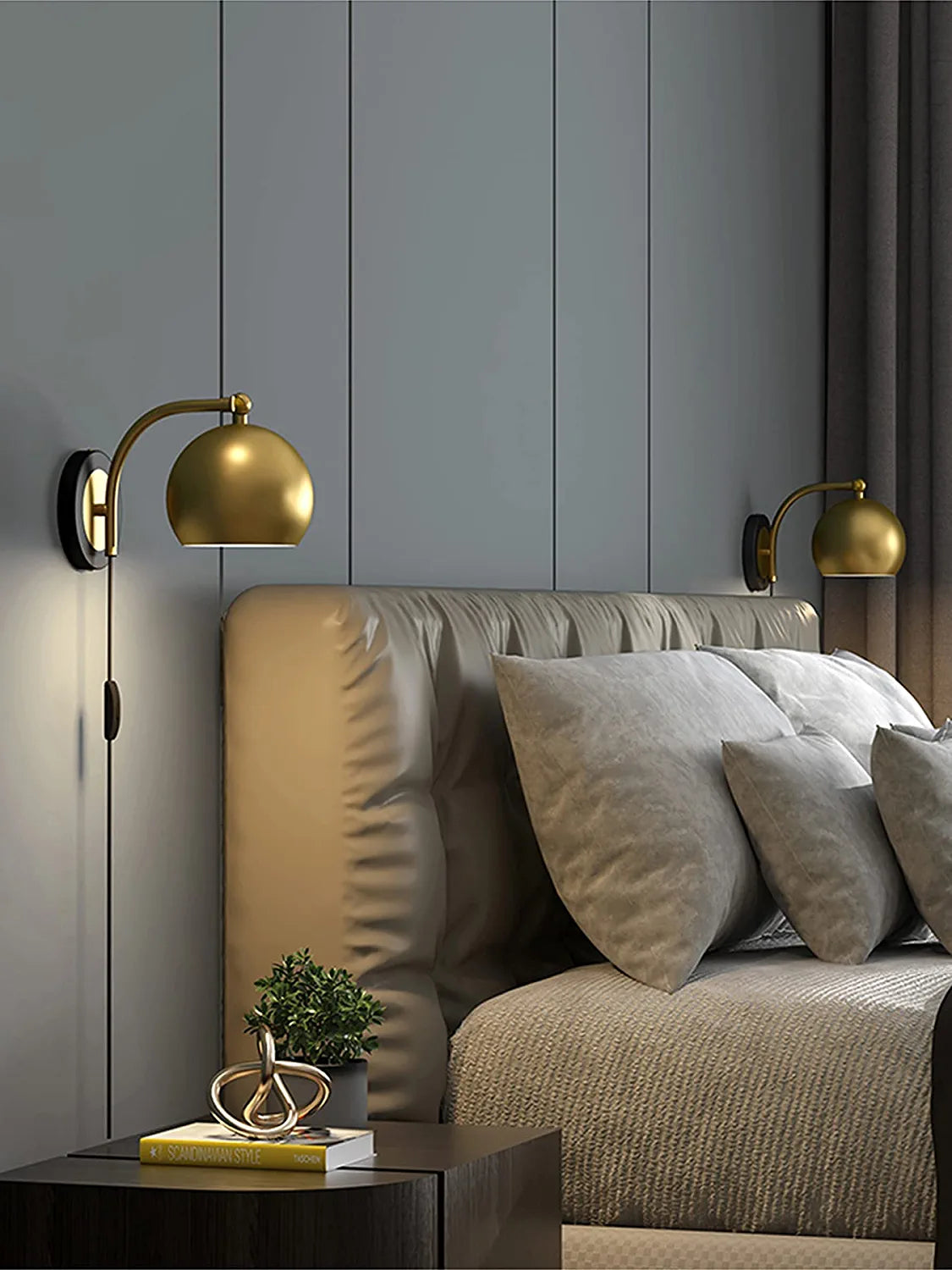 OYLYW Gold Wall Sconces Plug in Lighting Fixture ,E26 Industrial Vintage Boho Adjustable Wall Lights,Set of 2 Pack Wall Lamp Bedside Lamp Bathroom Vanity Lights