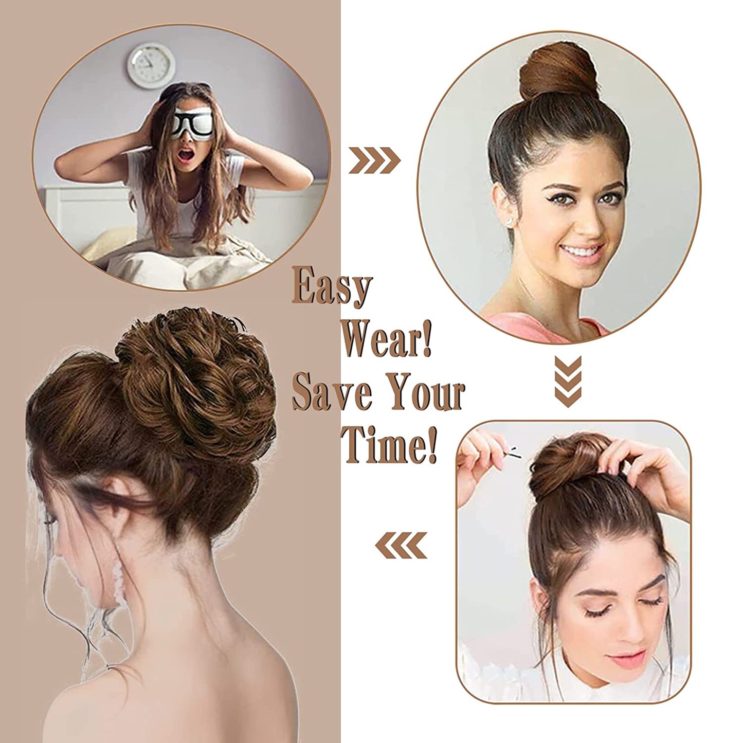 1PCS Messy Hair Bun Hair Scrunchies Extension Curly Wavy Messy Synthetic Chignon for Women Updo Hairpiece
