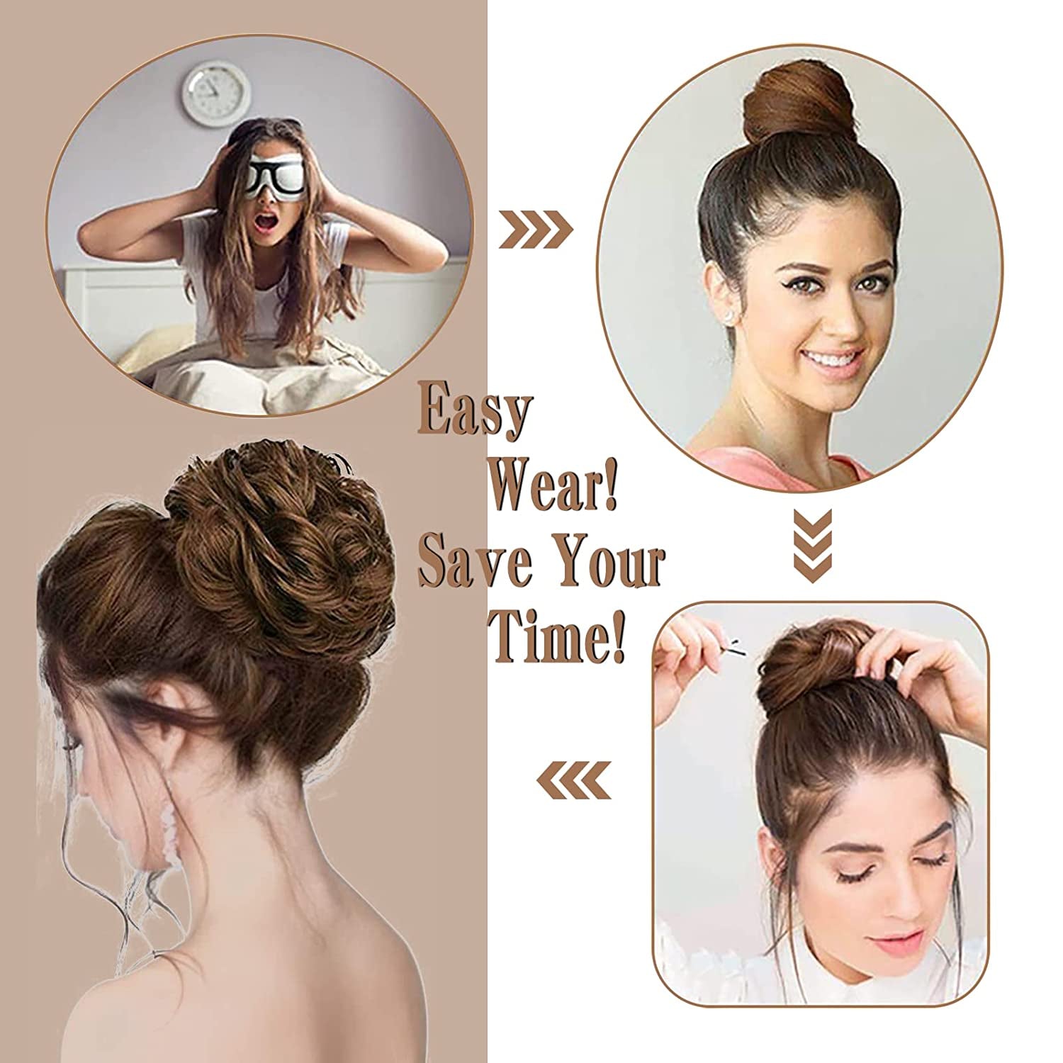 1PCS Messy Hair Bun Hair Scrunchies Extension Curly Wavy Messy Synthetic Chignon for Women Updo Hairpiece