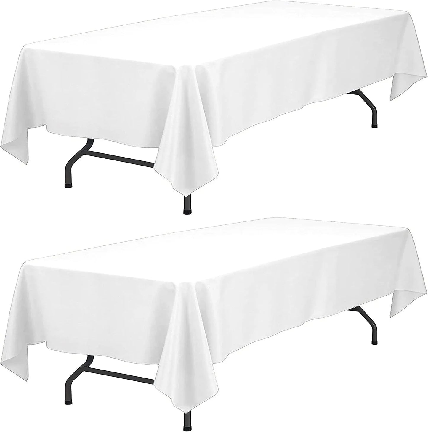 WEALUXE White Tablecloths for Rectangle Tables [60X102 Inch] White Table Clothes for 6 Foot Rectangle Tables, Washable Fabric Stain and Wrinkle Resistant [2 Pack]