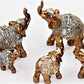 Set of 7 Lovely Lucky Elephants Statues Feng Shui Figurine Home Decor Housewarming Birthday Display Stands (Brass)