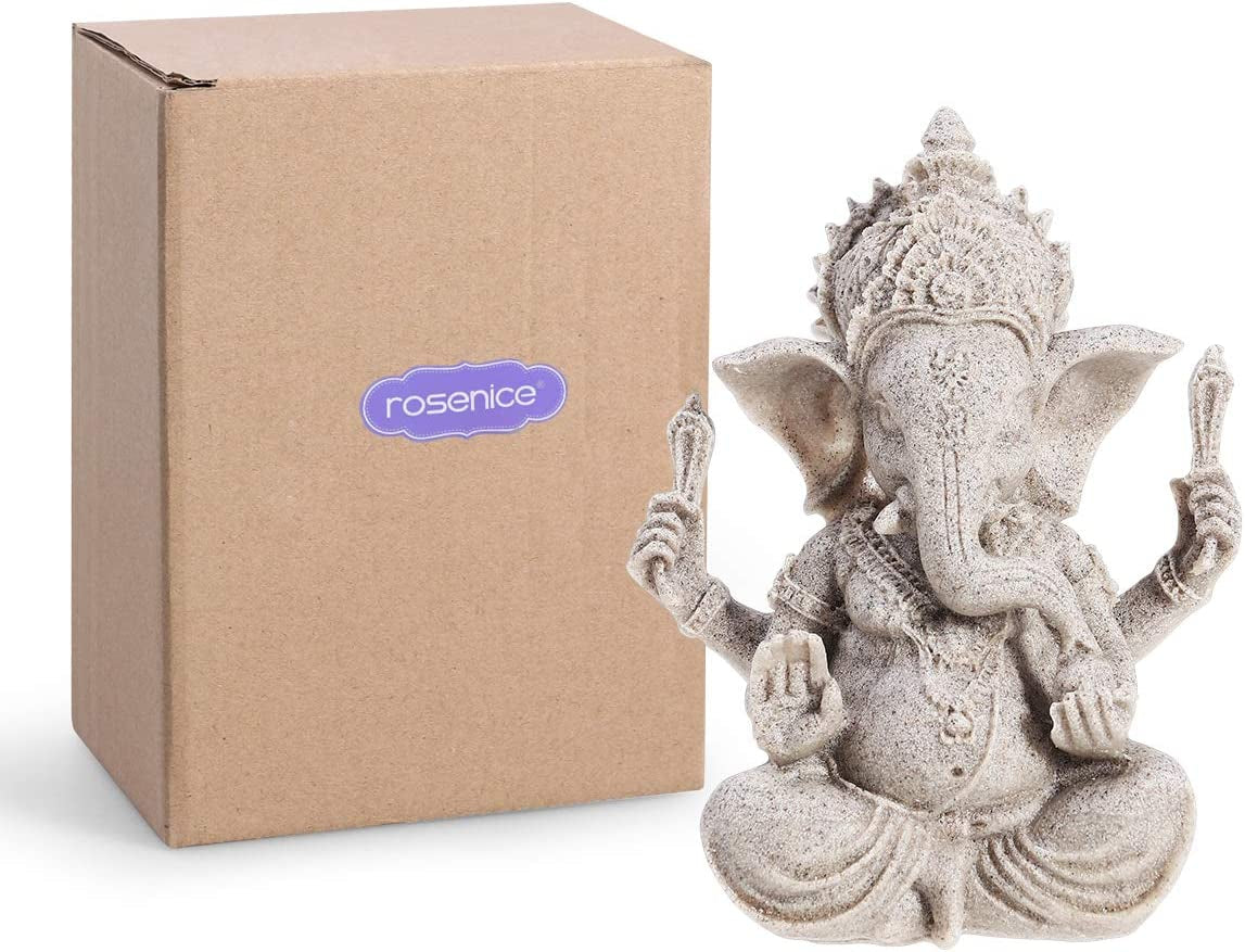 Elephant Statue Sculpture Sandstone Ganesha Buddha Handmade Figurine