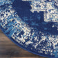 Grafix Persian Navy Blue 5'3" X round Area Rug, Easy Cleaning, Non Shedding, Bed Room, Living Room, Dining Room, Kitchen (5 Round)