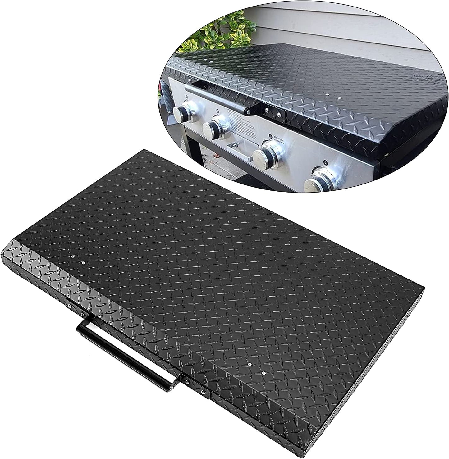 Black Outdoor 36” Griddle Grill Hard Cover Lid Waterproof Aluminum Compatible with Blackstone & More