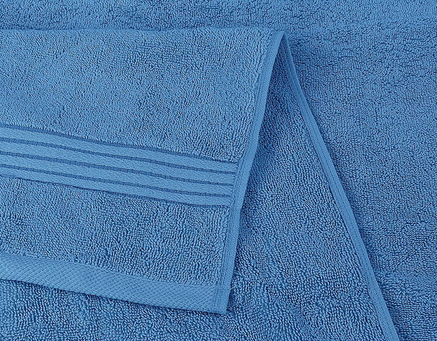 8-Piece Luxury Towel Set, 2 Bath Towels, 2 Hand Towels, and 4 Wash Cloths, 600 GSM 100% Ring Spun Cotton Highly Absorbent Towels for Bathroom, Sports, and Hotel (Electric Blue)