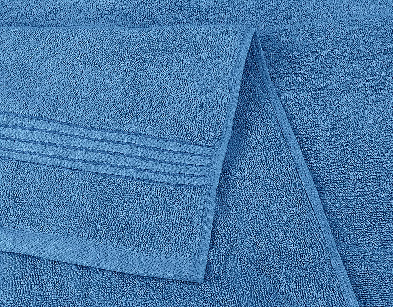 8-Piece Luxury Towel Set, 2 Bath Towels, 2 Hand Towels, and 4 Wash Cloths, 600 GSM 100% Ring Spun Cotton Highly Absorbent Towels for Bathroom, Sports, and Hotel (Electric Blue)