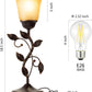 Touch Control Table Lamp with 2 USB Charging Ports, 3-Way Dimmable Bedside Nightstand Lamps, Amber Glass Shade Vintage Rural Leaf Lamp for Living Room, Bedroom, Dresser, LED Bulb Included (Bronze)