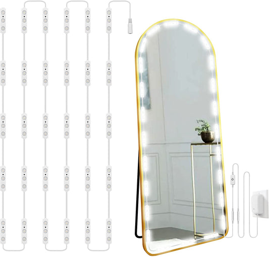 Hollywood Glam Led Vanity Lights Kit, 14Ft Dimmable Vanity Mirror Lights, Full Body Mirror & Bathroom Mirror Lighting, Plug in Floor Mirror Light with Power Supply (Mirror Not Inlcuded)