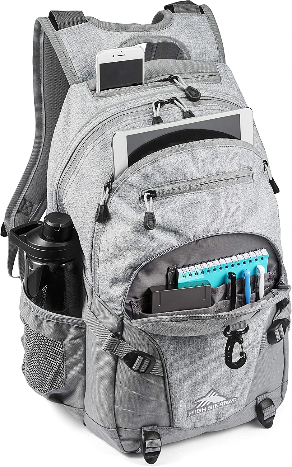 Loop-Backpack, School, Travel, or Work Bookbag with Tablet-Sleeve, Silver Heather, One Size