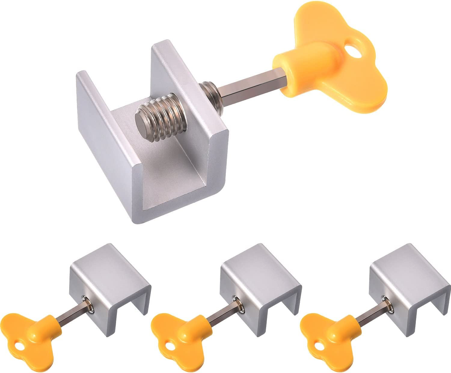 Sliding Window Locks Window Stoppers Aluminum Alloy Adjustable Window Security Safety Locks Garage Door Frame Child Proof Security Lock with Keys for Bedroom Home and Office (4 Sets)