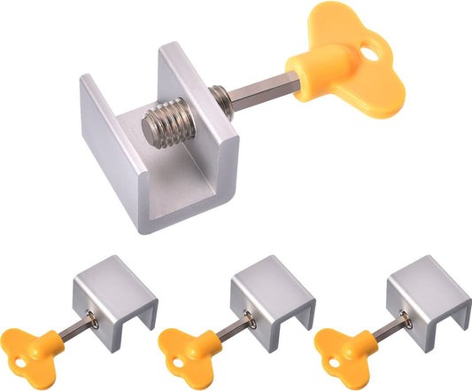 Sliding Window Locks Window Stoppers Aluminum Alloy Adjustable Window Security Safety Locks Garage Door Frame Child Proof Security Lock with Keys for Bedroom Home and Office (4 Sets)