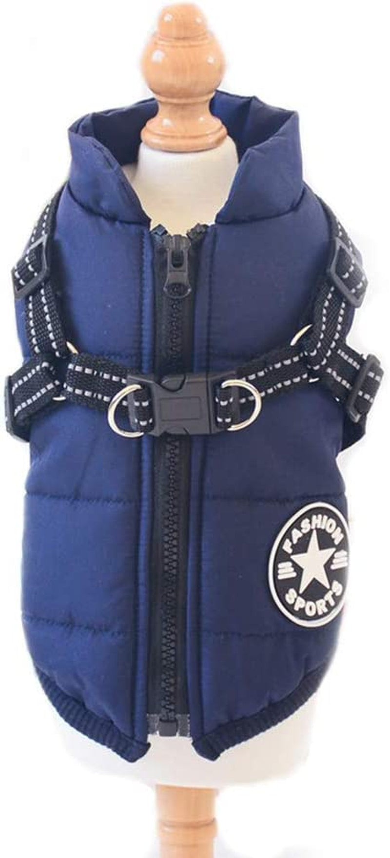 Pet Jacket, Dog Coat Harness Winter Warm Vest Jacket Waterproof Cotton Costume for Puppy Small Medium Dogs (M, Blue)