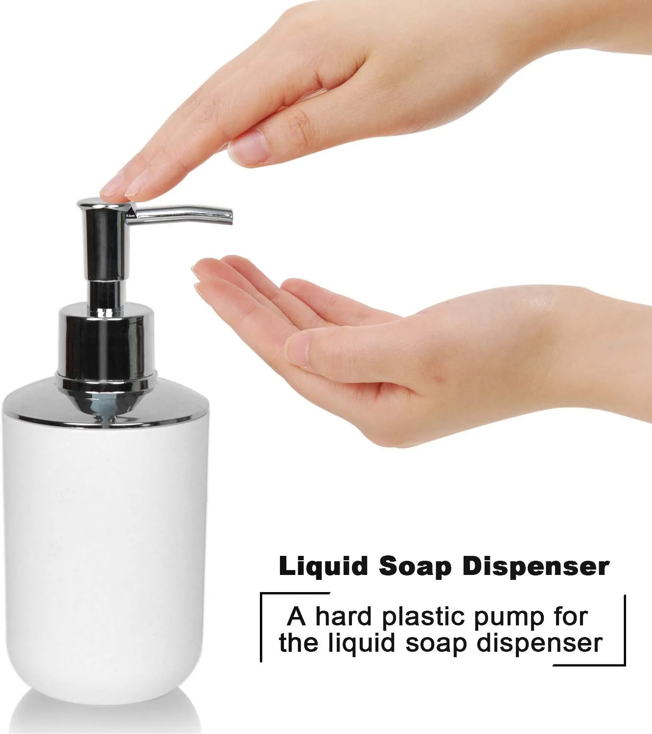 Bathroom Accessories Set Bath Ensemble Includes Soap Dispenser, Toothbrush Holder, Tumbler, Soap Dish for Decorative Countertop and Housewarming Gift ,Snow White