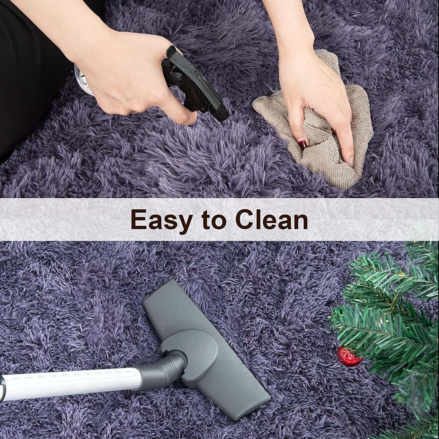 Super Soft Shaggy Rugs Fluffy Carpets 3X5 Feet, Indoor Modern Plush Area Rugs for Living Room Bedroom Kids Room Nursery Home Decor, Upgrade Anti-Skid Durable Rectangular Fuzzy Rug, Grey Purple