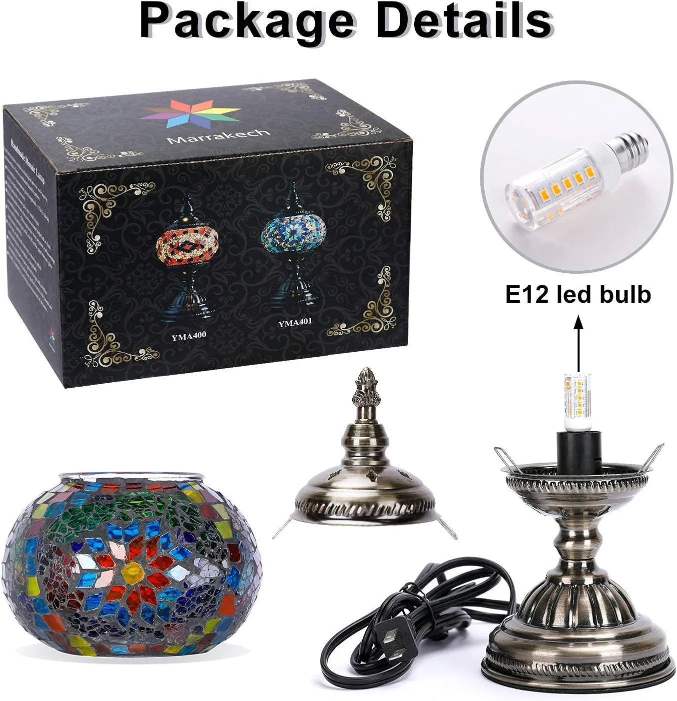Anton Turkish Mosaic Glass Decorative Table Lamp Moroccan Lantern Home Decor Night Light for Living Bedroom Room (Multicolour)