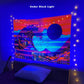 Blacklight Tapestry UV Reactive Trippy Neon the Great Wave Game Retro Vaporwave Tapestry Black Light Room Decor Glow in the Dark Tapestry for Bedroom Aesthetic Gaming Room Dorm Y2K Indie Room Décor