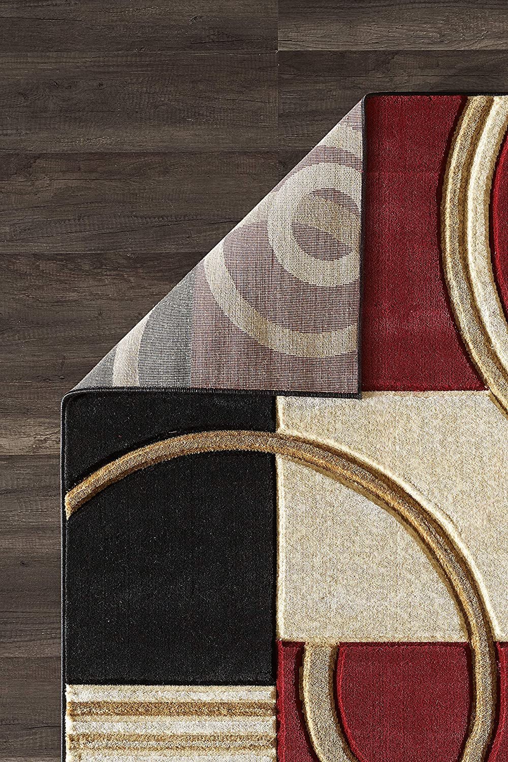 Area Rug Modern 5X7 Dark Red Soft Hand Carved Contemporary Floor Carpet with Premium Fluffy Texture for Indoor Living Dining Room and Bedroom Area.