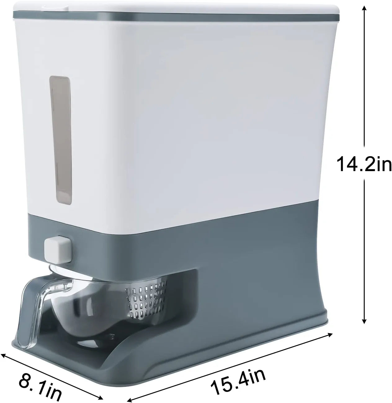 Household Rice Bucket with Lid and Measuring Cup ,Large Cereal Dry Food Storage Box, Measurable Rice Cylinder, Automatic Rice Dispenser Grain Storage Bin