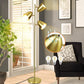 DLLT Modern Floor Lamp, 3-Light Reading Standing Tree Lamp with Adjustable Metal Heads, Brass Tall LED Lighting for Living Room, Bedroom, Study Room, Office, E26 Base (Bulbs Include)