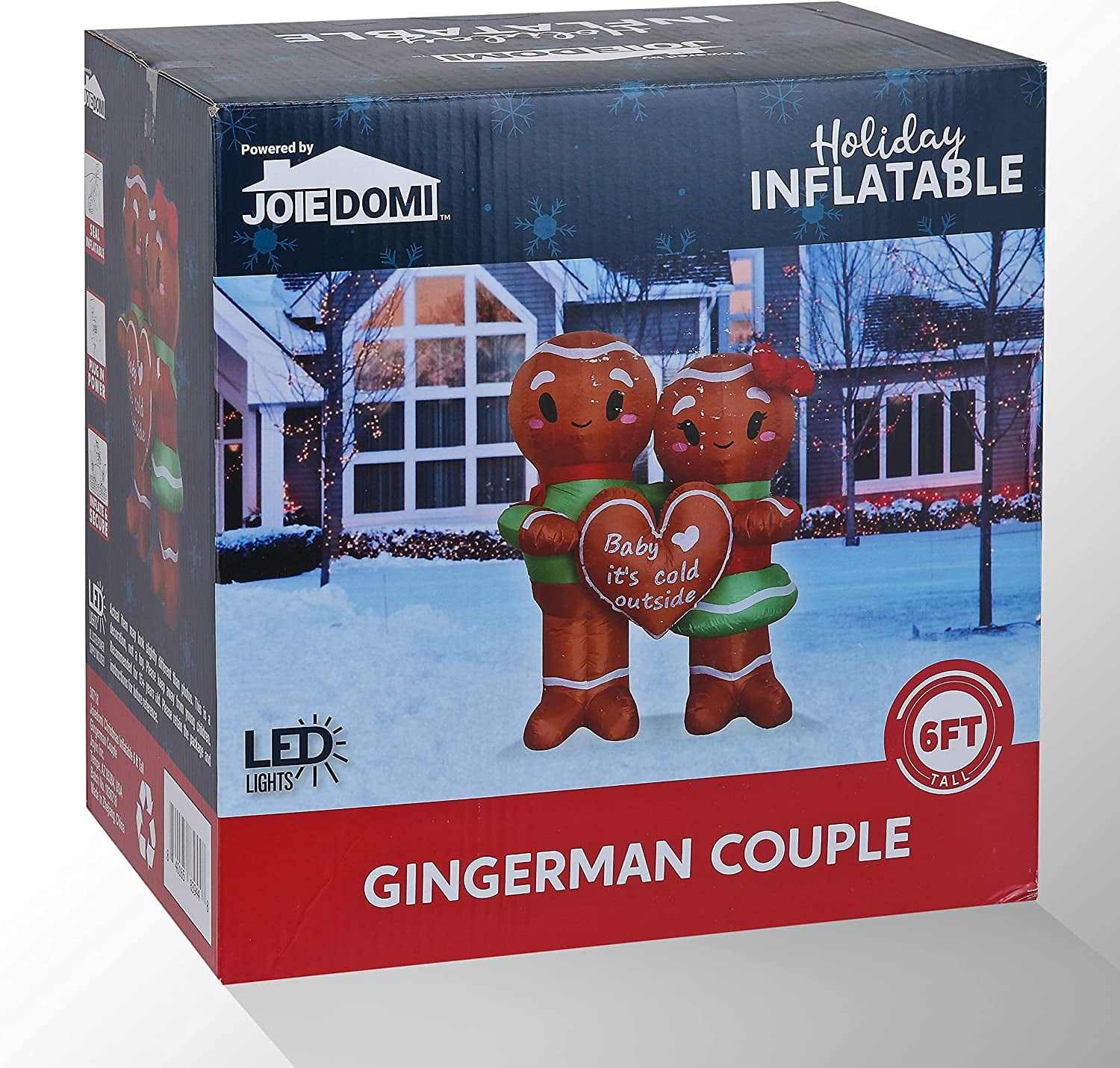 Christmas Inflatables Outdoor Decorations, 6 FT Inflatable Gingerman Couple with Build-In Blow up Inflatables for Christmas Party Indoor, Outdoor, Yard, Garden, Lawn Winter Decorations