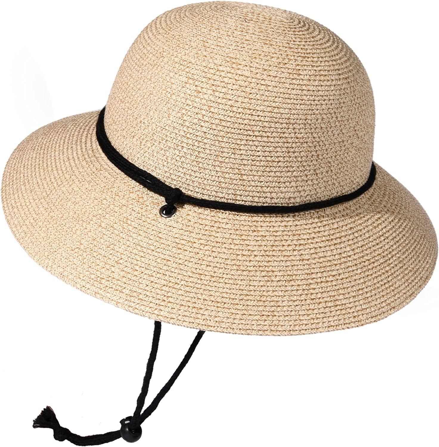 FURTALK Womens Wide Brim Sun Hat with Wind Lanyard UPF Summer Straw Sun Hats for Women