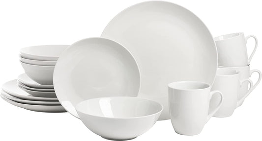Simply Coupe 16 Piece Dinnerware Set, White - SM-1600-CP-SW